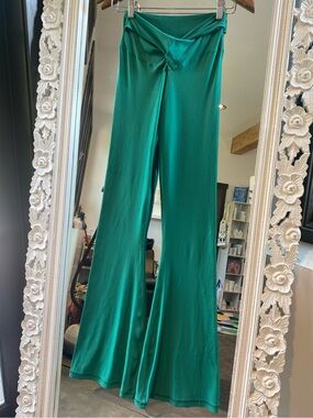 aerie Green Twist-Waist Flared Palazzo Pants